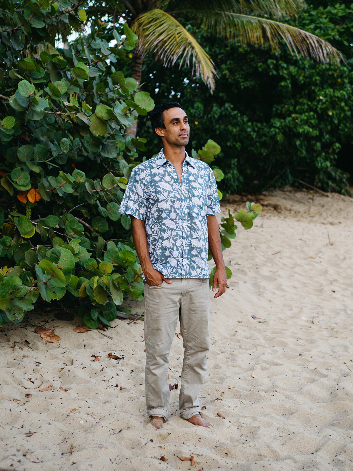 Mens Short Sleeve Button Down - Tropic Shade
