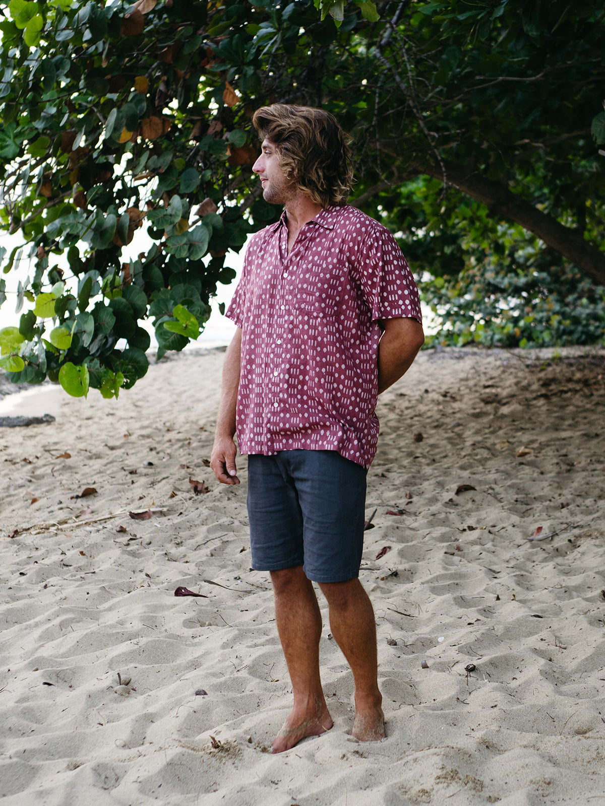 Mens Short Sleeve Button Down - Brick Dot Dash