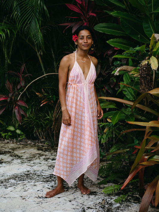 The Beach Dress-Coral Bloom